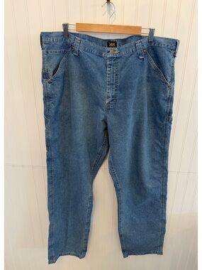 Lee Dungaree Men 42 x 34 Carpenter Blue Jeans Hammer Loop Loose fit Utility Vint